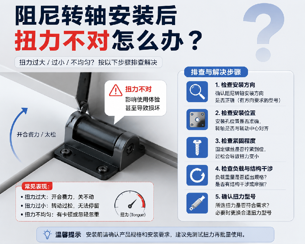 阻尼转轴安装后扭力不对怎么办?